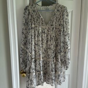Cream & Black Floral Dress